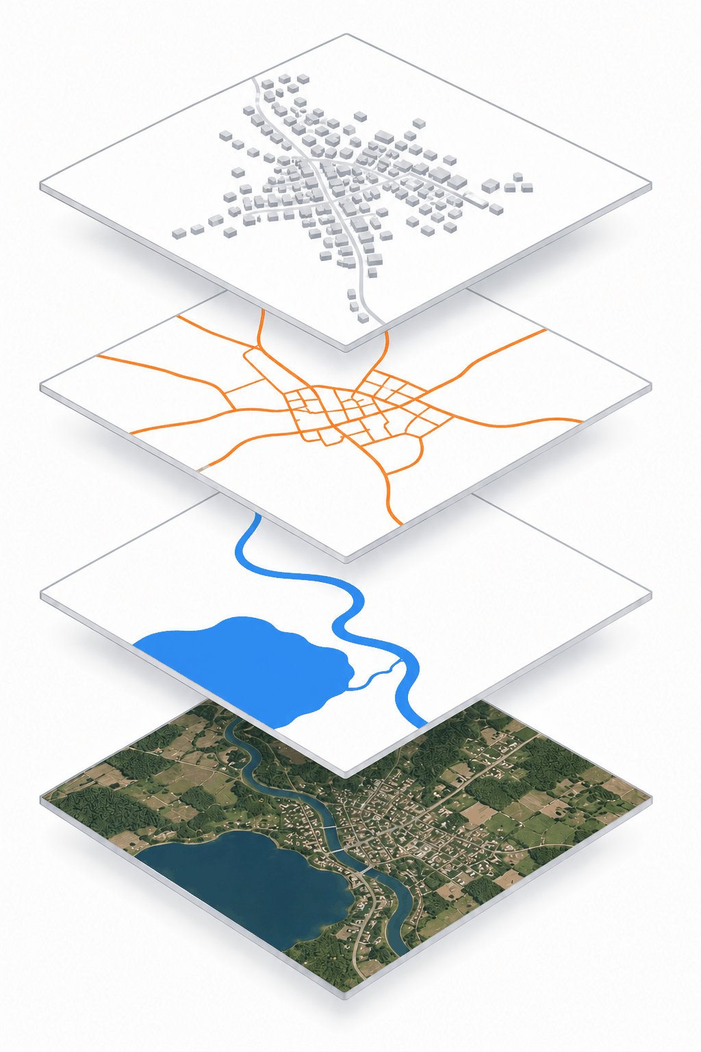 A map built from stacked thematic layers over the same ground